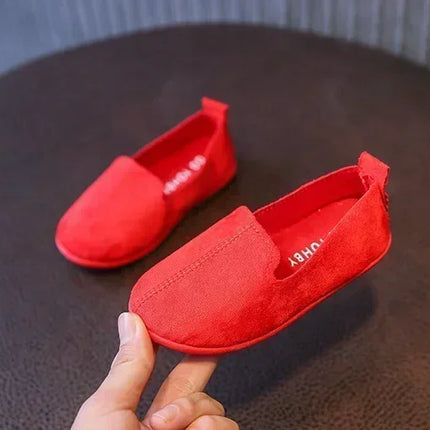 Children's Flat Shoes New Candy Color Simple Casual Shoes Loafers Slip-on Flats Lightweight Boys Girls Leather Shoes Moccasins