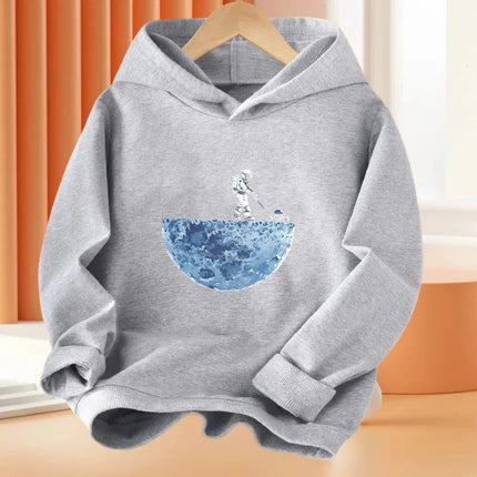 Autumn Astronaut Pattern Print Children Hoodies Kid Fleece Long Sleeves Sweatshirt Comfortable Boy Casual Fashion Sport Pullover