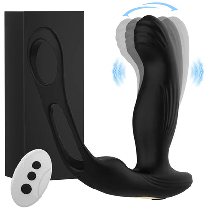 3 IN 1 Wireless Control Heating Swing Vibrator Dildo Double Penis Ring Male Prostate Massager Adult Sex Toys For Men Couples