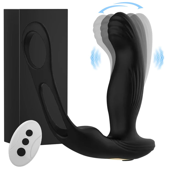 3 IN 1 Wireless Control Heating Swing Vibrator Dildo Double Penis Ring Male Prostate Massager Adult Sex Toys For Men Couples