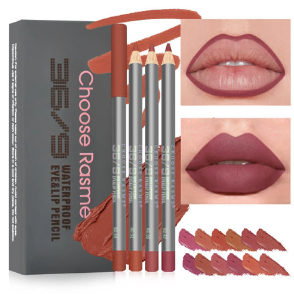 12pcs Velvet Matte Lip Liner Set - Long-Lasting Versatile Shades Longlasting Lip Makeup Berry, Brown, Pink Lip Pencil