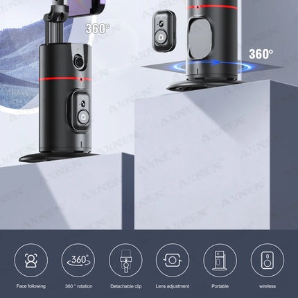 AXNEN P02 360 Rotation Follow-up Gimbal Stabilizer Monopod Desktop Tracking Gimbal with Remote for Phone Live Photography