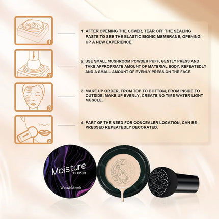 3 Colors Mushroom Head Air Cushion BB Cream Matte Full Coverage Acne Dark Circles Foundation Natural Moisturizing CC Cream