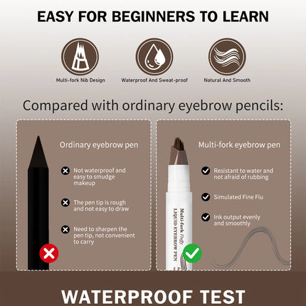 Long Lasting 4D Eyebrow Pen Multi Forks Liquid Pen Tip Fine Sketch Liquid Tattoo Brow Waterproof Precise Makeup