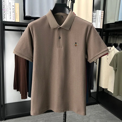 High quality brand 100% cotton short sleeve polo shirt men's new fashion luxury bee embroidery summer breathable soft T-shirt