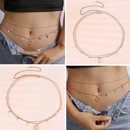 Waist Chain Sexy Belly Belt Waist Chain Women Double Chain Sexy Sexy Pants Fashion Chain Layer Adjustable Waist Chain I2Y2