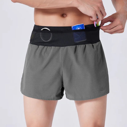 Mens Summer Running Shorts Double Layer Fake Two Piece Marathon Fitness Basketball Hiking Quick Dry Breathable Outdoor Sports