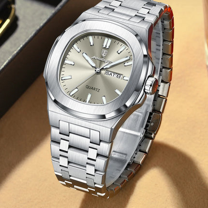 POEDAGAR Exquisite Fashion Men's Watches Waterproof Luminous Date Week Men Watch Stainless Steel Quartz Casual Classic Man Watch