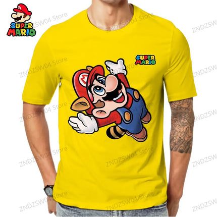 Super Mario Oversize Parent-child Wear Short Sleeve 2024 Quick Dry Men's Children's T-Shirt Fashion Anime Tops Harajuku Style