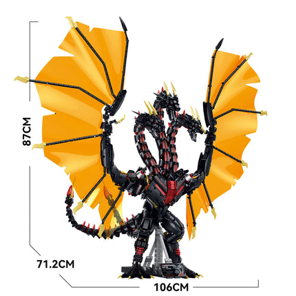 3975Pcs MOC Three-Headed Dragon Building Blocks Shadowed wing With Light Monster Assembly Ornament Adult Collection Desktop Toys