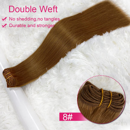 Double Weft Russian Remy Real Human Hair Weave Weft Extensions Full Head 100g Machine Weft 100% Thick Bundle Ombre BrazilianHair