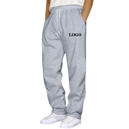 Customized Straight Leg Sweatpants Men Autumn Winter Personality Printed Thicken Jogger Pants Pocket Trousers Streetwear S - 5XL