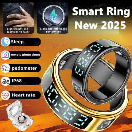 2026 Smart Ring with Display Screen and Touch, Wireless Charging, Health Manager, 5 ATM Waterproof For Men Women Rings R12 R11