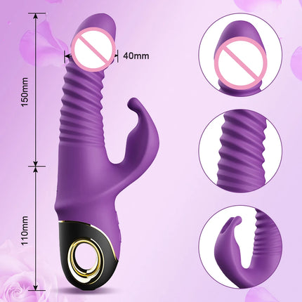 2022 Rabbit Thrusting Vibrator Automatic Telescopic G-Spot Clitoris Stimulator Female Masturbation Sex Toys For Women Adults