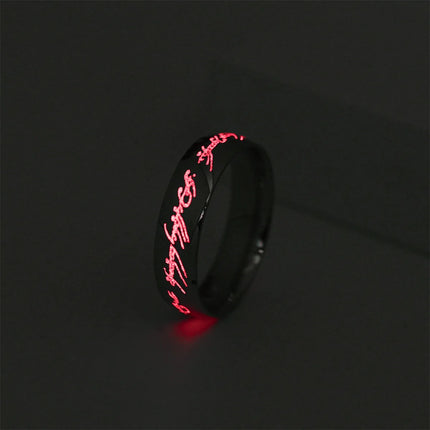 Stainless Steel Jewelry Punk Magic Power Ring with Elvish Letters Fantasy Wizard Style Unisex Multicolor Sizes 5-13