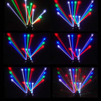 Mini Moving Head Stage Effect Light 4 Arm DMX Sound Control LED RGBW Beam Red Green Laser Strobe 3 in 1 For Disco DJ Party Bars