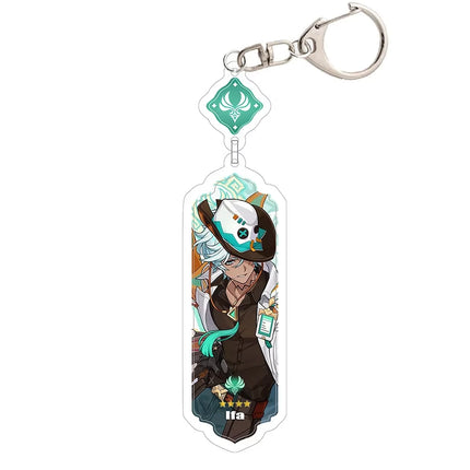 Anime Keychain Linnea Flins Durin Mualani Furina Arlecchin Key Chain Accessories Genshin Impact Cute Bag Pendant Key Ring Gift