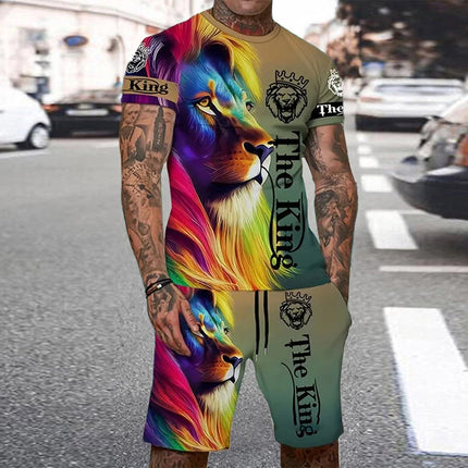 Summer Men's O Neck Short Sleeve Shorts Set 3D Tiger Printed Casual T Shirt Cool Personalized Streetwear Set Men's Sportswear
