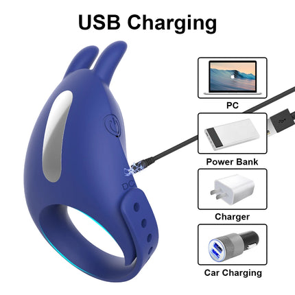 Vibrating Cock Ring Men Adjustable Buckle Penis Ring for Ejaculation Delay Testis Clitoris Stimulation Sex Toy for Couples