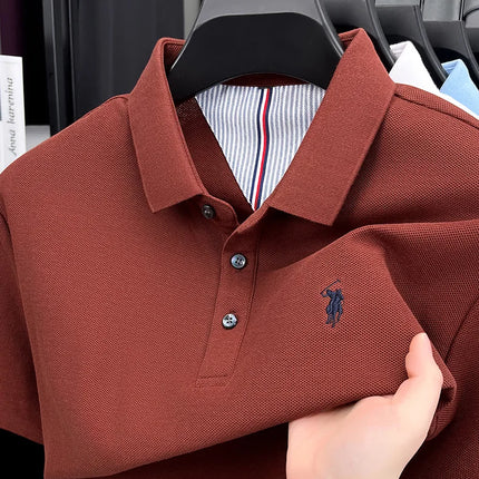 100% pure cotton high-end brand men's short sleeve polo shirt, summer fashion, original pony embroidery, golf polo, casual T-shirt