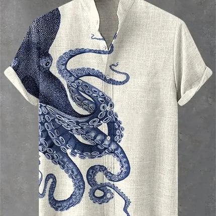 New Wave Cherry Blossom Printed Short Sleeve Shirt Texture Men's Travel and Leisure Versatile Short Sleeve Top