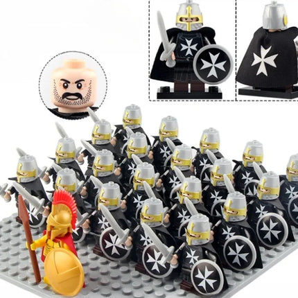 21PCS Medieval Ancient Roman Warrior Series Spartan 300 Warrior Children's Building Block Toys DIY Micro Scene Ornaments