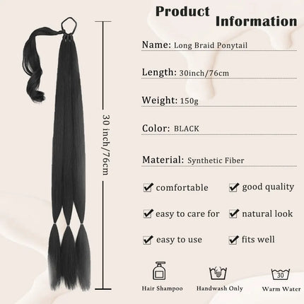 30Inch Synthetic Long Braided Ponytail Hair Extension DIY Hairpiece  Ponytail for Women Suitable for Daily Use