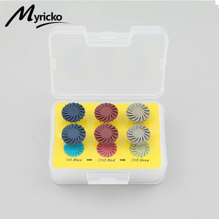 6pcs/Set Dental Rubber Polisher Composite Resin Polishing Diamond System RA Disc Kit 14mm Wheel Spiral Flex Brush Burs