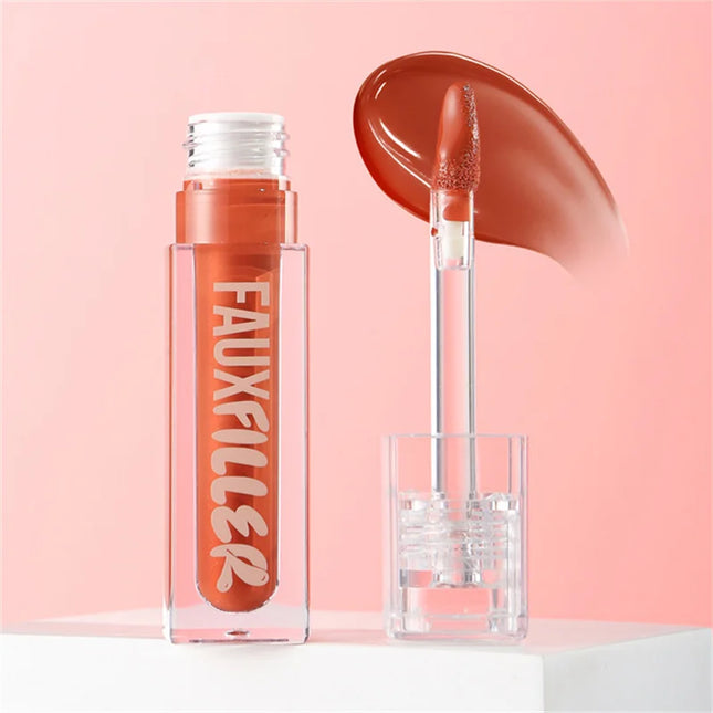 Huda Beauty Faux Filler Shiny Non Sticky Lip Gloss Hydrating Crystal Clear LipstickPlumping Moisturizing Tinted  Lip Oil Makeup