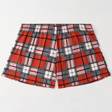 6pcs of Random Color Checkered Elderly Pants Loose and Comfortable Oversized Youth Sleepwear Discounted Breathable Men Underwear