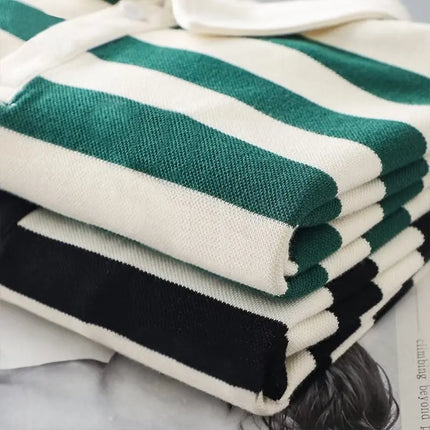 Japanese Sle Striped  irt ort Sve Loose Casual Loose Collar Base irt Heavy T-irt Trendy Brand Breathable