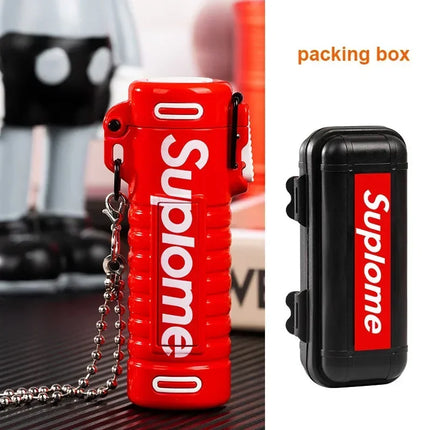 New Outdoor Windproof Pendant Inflatable Lighter Fashion Letter Jet Flame Strong Firepower Portable Lighter Men's Gift