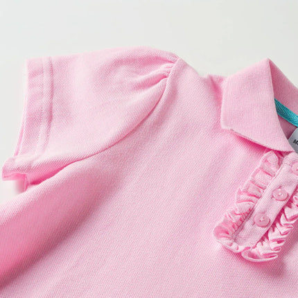 Mudkingdom Mudkingdom Big Girls Polo Shirt Casual Solid Ruffle Short Sleeve Tops for Kids Shirts Cotton Children Summer Clothing