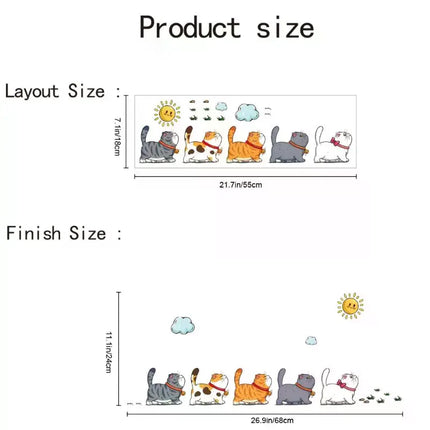 Wall Stickers Cats Self Adhesive Kids Wall Decals Art Murals For Living Room Cartoon Bedroom Toilet House Wall DIY Decor
