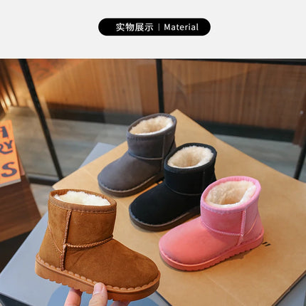 Children Snow Boots Leisure Thick Fur Platform Winter Kids Short Boot Four Colors Slip-on Unisex Concise Style Boys Girls Shoes
