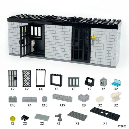 Classic Jail Building Model - Police vs Thief Brick Set for Collection and Display