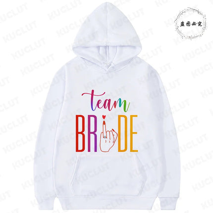 French Girls Hoodies: Future Bride & Team Bride Printed Pullover, Long Sleeve Sweatshirts for Bachelorette Party Single Farewell