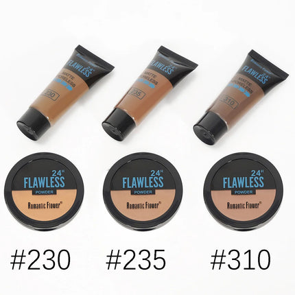 Three-color dark skin pressed powder concealer set, matte effect, oil control, waterproof, sweat-proof, create facial shadows