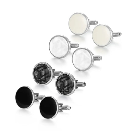 4 Pair Cufflinks For Mens With Gift Box Man Shirt Cufflinks Wedding Guests Gifts Men Gift For Husband Business Tie Clip T0204022