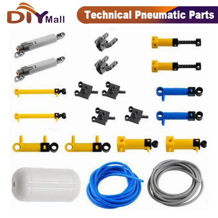 21PCS MOC Pneumatic Parts Kit Air Pump/Tank/Piston/Hose/Valves for Building Block Sets STEM Educational Construction Toys