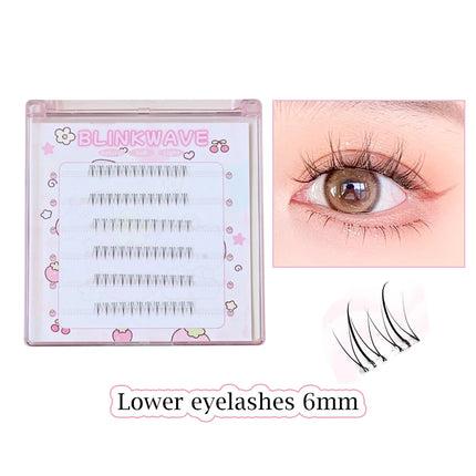 Glue-free Lower Lashes 5-6mm Large Capacity B Curl Ultra Thin Clear Band Bottom Lashes Natural Self Adhesive False Eyelashes