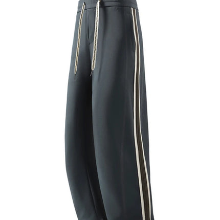 2025 Autumn New Straight Sweatpants Men Korean Fashion 330gsm Stretch Knit Sports Pants Loose Fit Wide Leg Casual Trousers