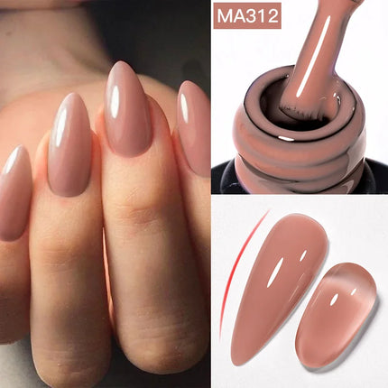 MEET ACROSS 7ml Rubber Base Gel Glitter Nude Pink White 2 In 1 Gel Nail Polish Nail Art Varnish For Nails Winter Autumn Manicure