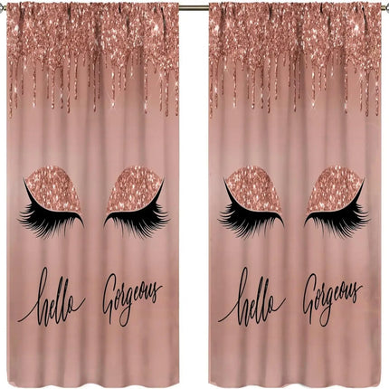Lips Curtains, Retro Comic Pop Art Girl Applying Red Lipstick Makeup Concept Halftone Background Blackout Rod Pocket Curtains