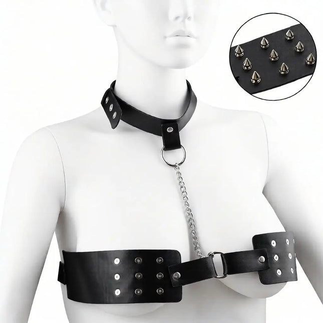 QKKQ Female Wearable Leather Bra New Adjustable Nipple Stimulator Chest Bondage Nipple Restraint Breast Binder BDSM Sex Toys