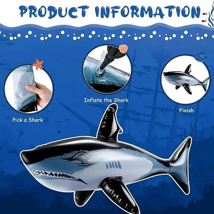  PVC Inflatable Shark Float Toy Outdoor Beach Pool Water Play Summer Party Leisure Accessory Holiday Present