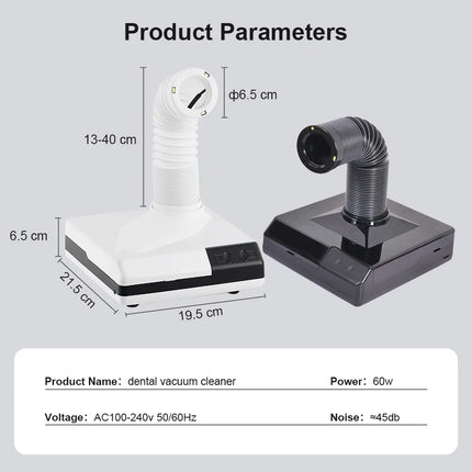 60W Dental lab Vacuum Cleaner Dust Collector Extractor aspirator Retractable LED Suction Machine for Table Polishing Equipment