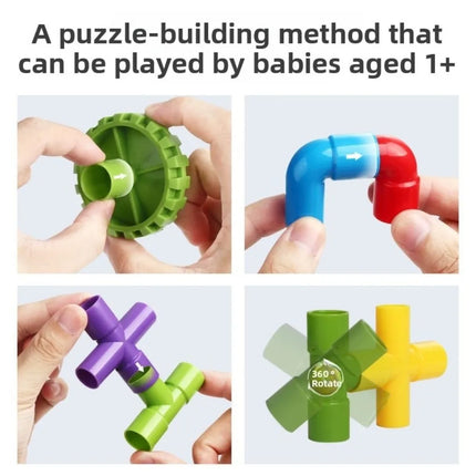 New DIY Water Pipe Building Blocks Assembly Design Plastic Construction Splicing Pipes Montessori Building Blocks Children