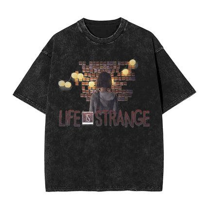 Narrative Adventure Game Life Is Strange Graphic Print T-Shirt Men Women Vintage Washed Cotton Summer Tees Oversized Casual Tops