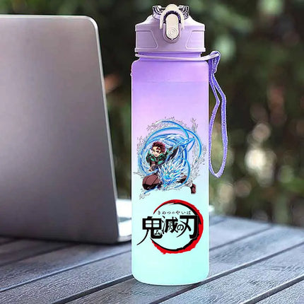Demon Slayer  Straw Cup 750ML Children's Large Capacity Portable Kamado Nezuko Sports Plastic Bottle Anime Gradient Drinking